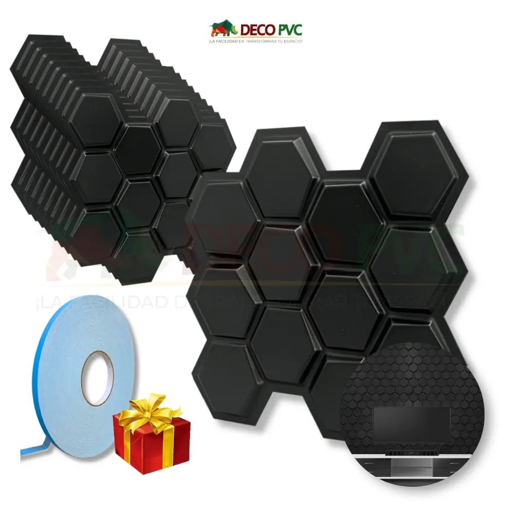 Panel Decorativo 3D 50x50cm Profesional Negro