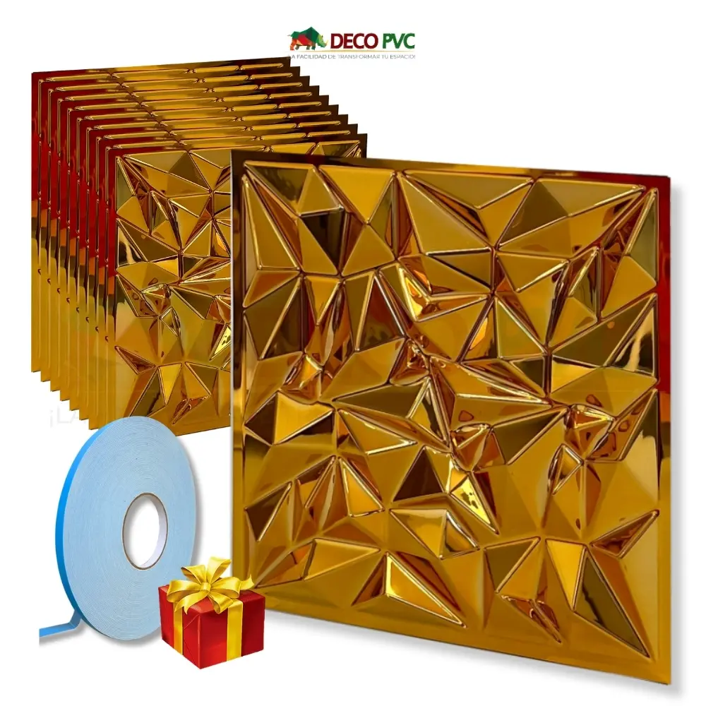 Panel Decorativo 3D 50x50cm Zafiro Cromo (S100 Zafiro cromo Oro)