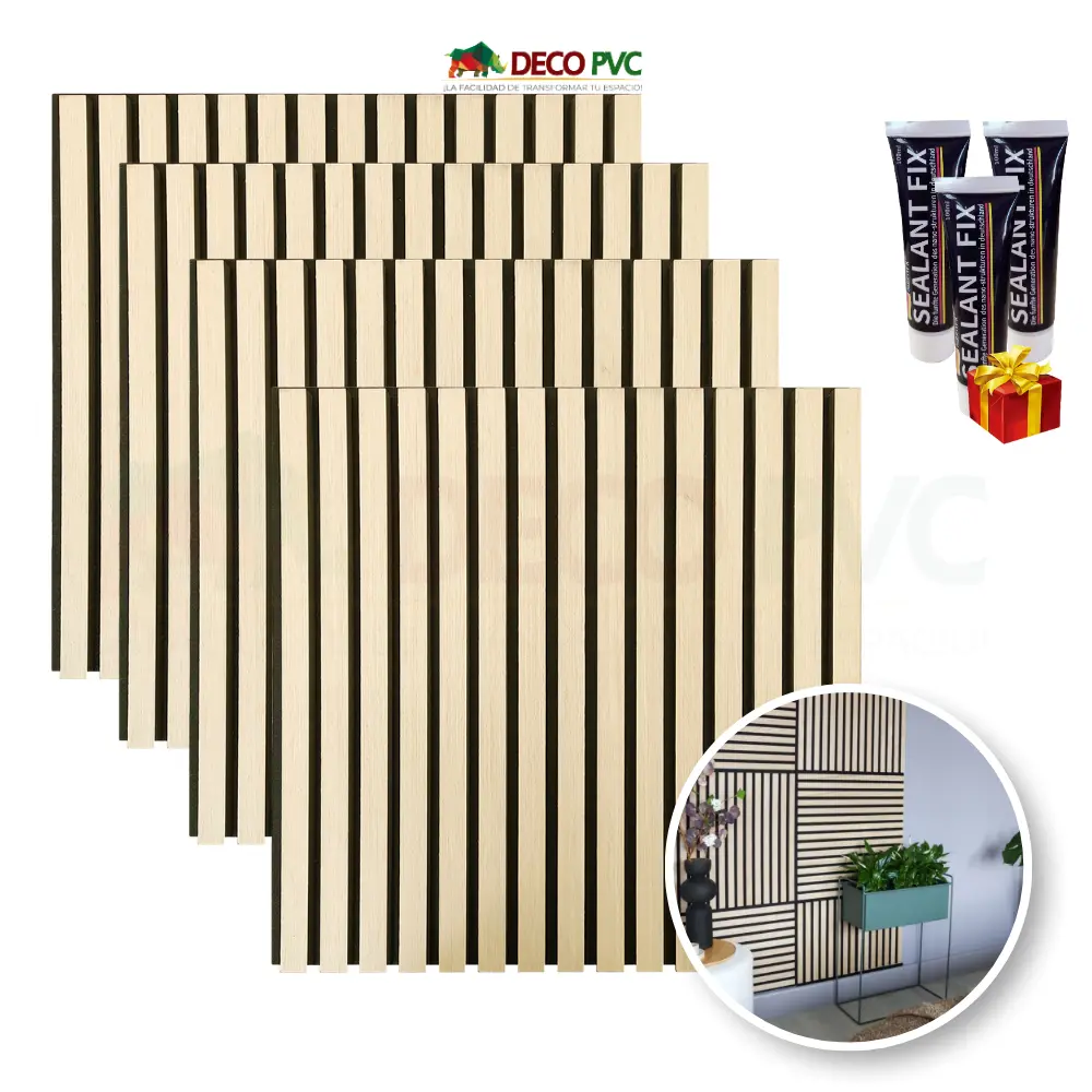 Lambrin acústico / 4pzas / 60*60cm (LA001 Eucalipto)