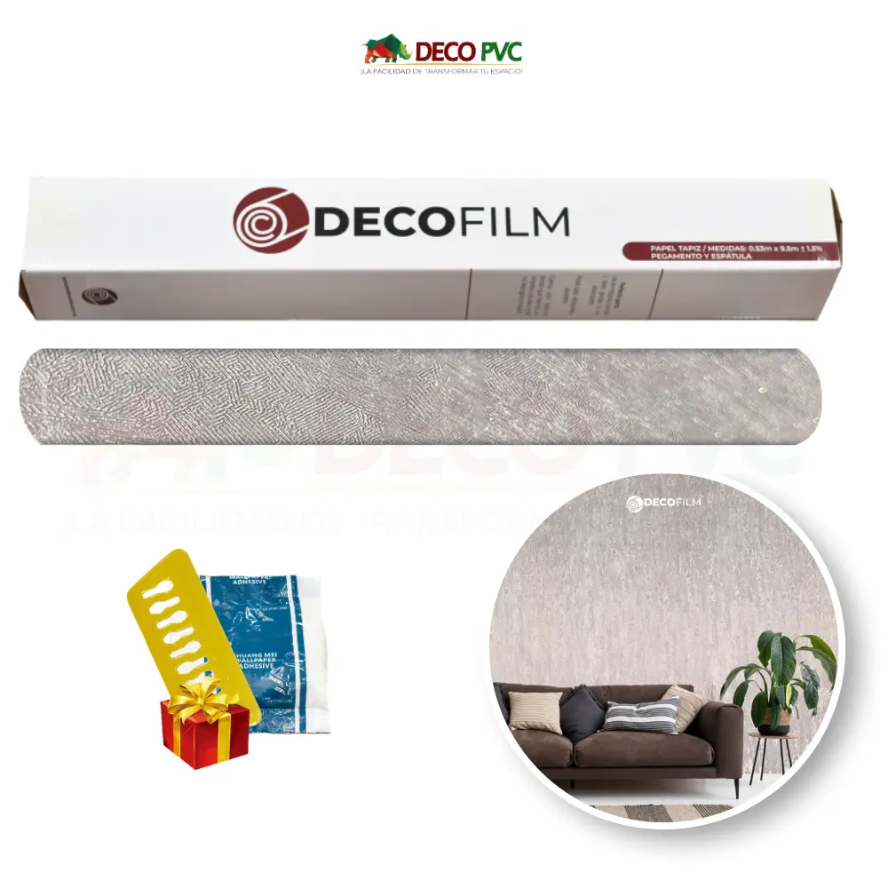 Papel Tapiz Vetas - DECOFILM® / 1 rollo / 0.53*9.5m  (Vetas Gris Claro)