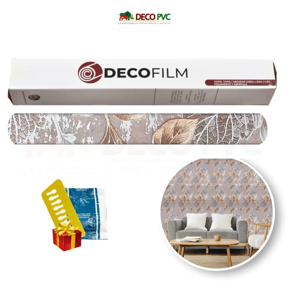 Papel Tapiz Floral Europeo - DECOFILM® / 1 rollo / 0.53*9.5m (Floral Dorado)