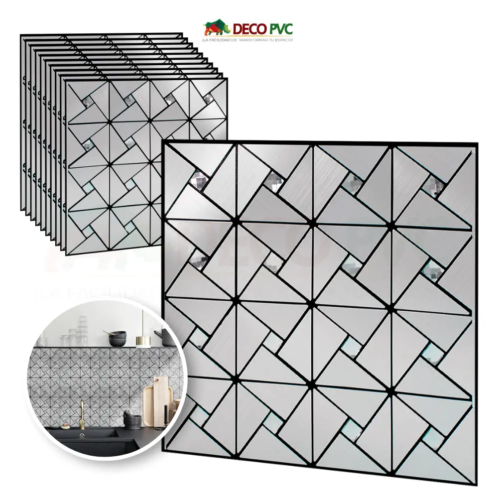 Mosaico Autoadherible Tipo Acero - Geométrico DECOFILM® / 11pzas / 30*30cm (MG001 Ambar)