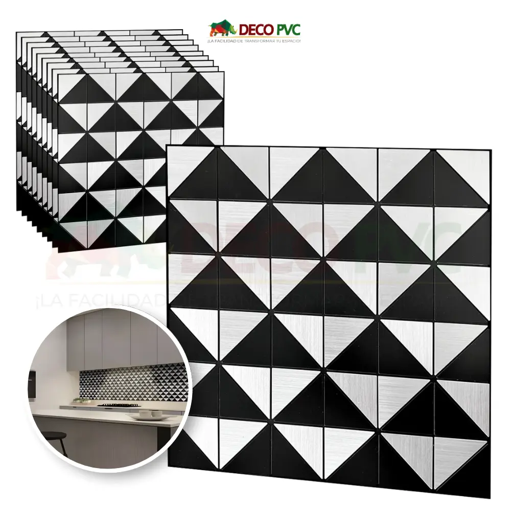 Mosaico Autoadherible Tipo Acero - Pirámide DECOFILM® / 11pzas / 30*30cm (MP001 Mixta)
