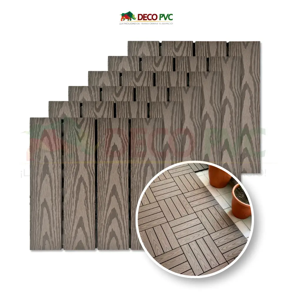 Deck piso para jardín / 6pzas /30x30  (6PD001 Madera Marron)
