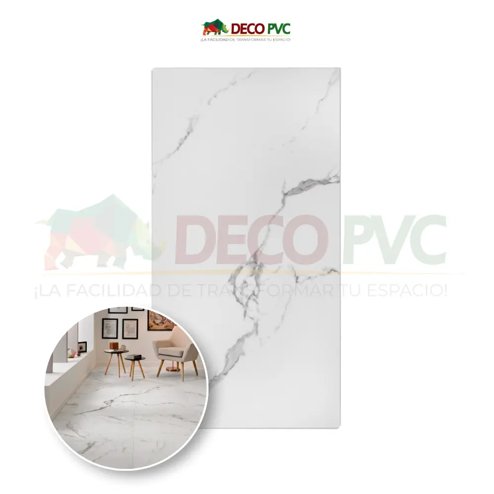 Piso SPC - Acabado Mármol / 4pzas / 47.5*0.5*95cm (PML1 Mármol Carrara)