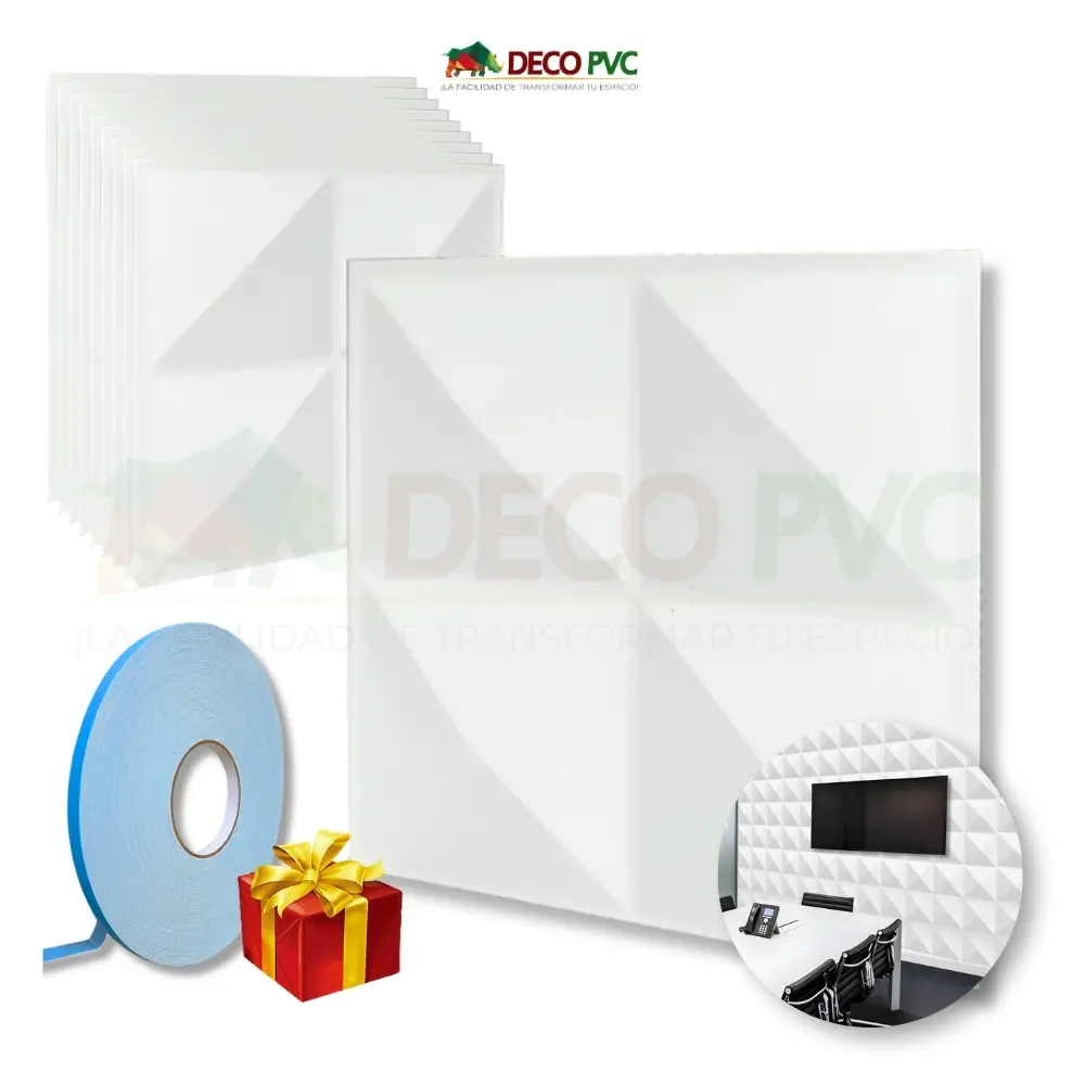 Panel Decorativo 3D 50x50cm Blanco Mate (S050 CUARZO)