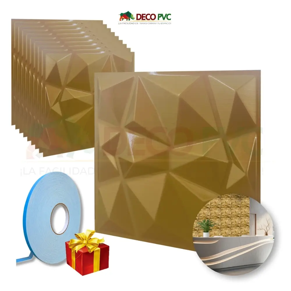 Panel Decorativo 3D 50x50cm COLORES (S050 CUARZO METALICO ORO)