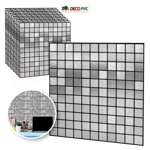 Mosaico Autoadherible Tipo Acero - Cuadros DECOFILM® / 11pzas / 30*30cm